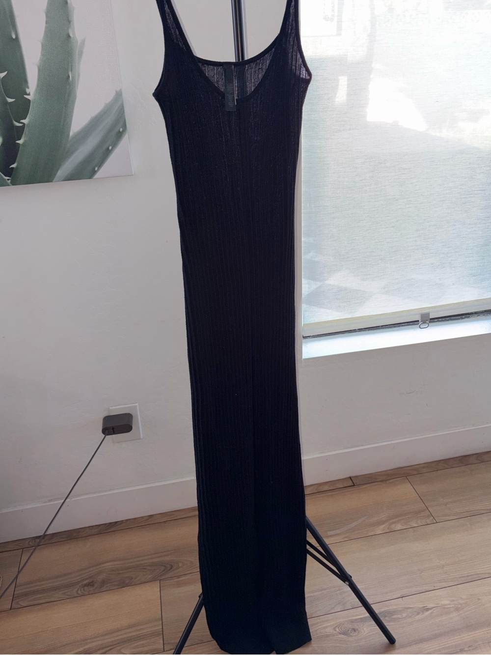 NWT Skims black Sheer Knit Midi/maxi depending on height dress size XL - Picture 13 of 14